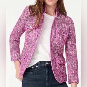 J Crew Blazer Jacket In Autumn Tweed Pink Size 4 NWT